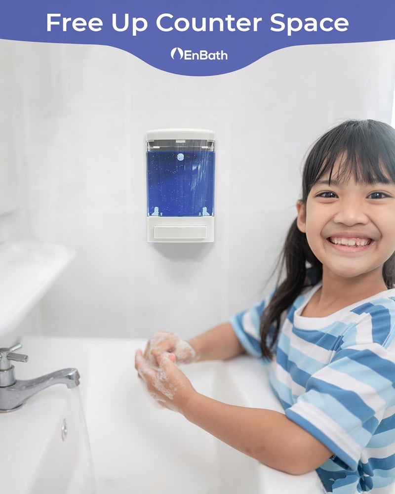 EnBath Commercial Soap Dispenser Wall Mount for Bathroom (2-Pack), Wall Mounted Hand Soap/Sanitizer Dispenser for Home or Business (White), by - Image 4